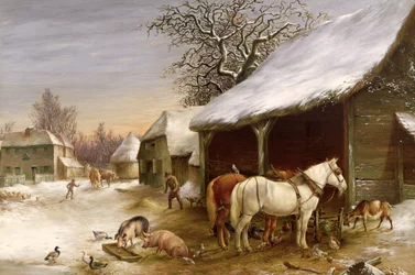 Boerenerf in de winter